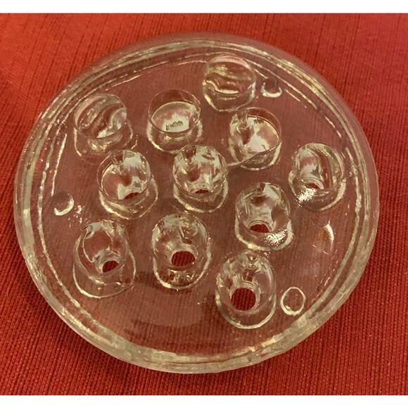 Vintage Clear Glass Flower Frog 11 Hole - Picture 1 of 5